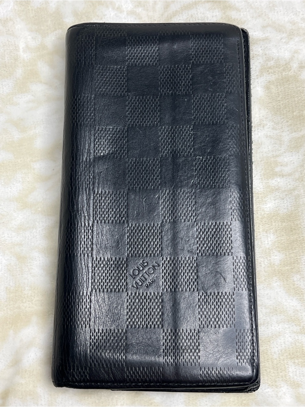 Louis Vuitton Damier Infini Black Leather Long Wallet Checkbook Wallet